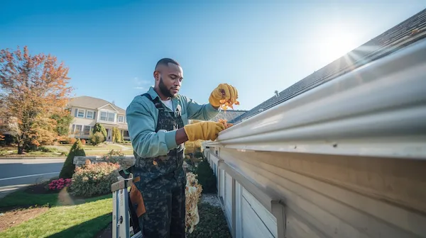 Cleaning the gutter of a house in Sandy bay