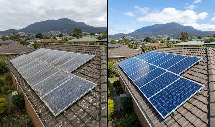 Before and after result of dirty solar panel