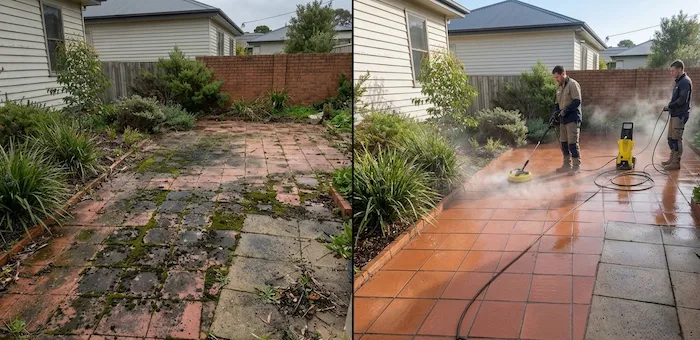 Clean the driveway with a pressure washing service, as you can see result